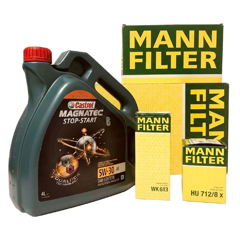 Opel Opel Astra H 1.6 2004 2014 Arası Benzin Bakım Set Castrol 5W30 Yağ Mann Filtre